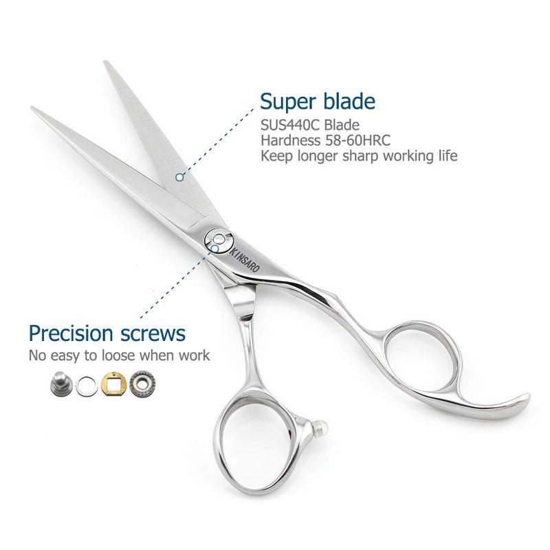 KINSARO 6 Inch Professional Hair Scissors Professional 440C Stainless Steel Hair Cutting Scissors â€“ Hand-Sharpened Japanese Blades, Ergonomic Handle, Ultra-Sharp Barber Shears for Thick Hair & Dog Grooming - Image 3